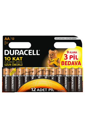 Duracell Alkalin AA Kalem Pil Ekonomik 9+3'lü Paket