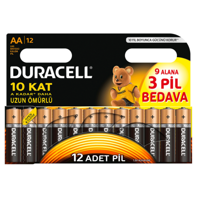 Duracell Alkalin AA Kalem Pil Ekonomik 9+3lü Paket