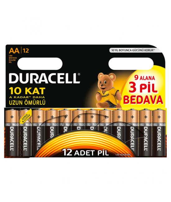 Duracell Alkalin AA Kalem Pil Ekonomik 9+3'lü Paket