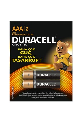 Duracell Alkalin AAA İnce Kalem Pil 2'li Paket