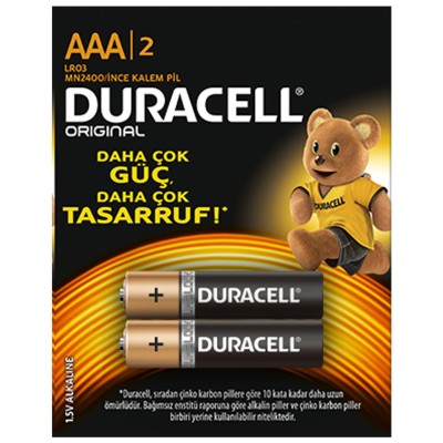 Duracell Alkalin AAA İnce Kalem Pil 2li Paket