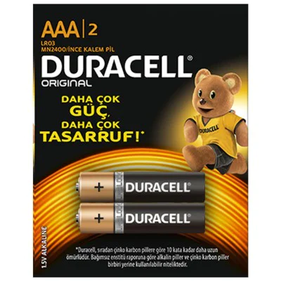 Duracell Alkalin AAA İnce Kalem Pil 2li Paket