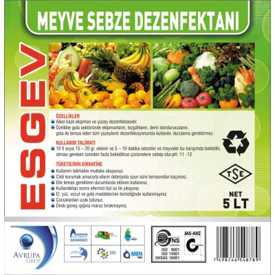 ESGEV Hijyenik Meyve ve Sebze Dezenfekte Maddesi 5 Litre
