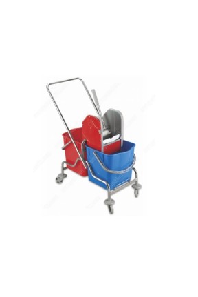 Euro Çift Kovalı Paspas Arabası Krom Taşıyıcılı Plas.Presli