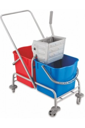 Euro Çift Kovalı Paspas Arabası Metal Taşıyıcılı Metal Presli