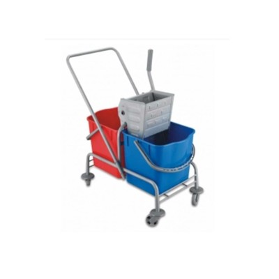 Euro Çift Kovalı Paspas Arabası Metal Taşıyıcılı Metal Presli