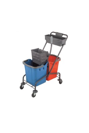 Euro Çift Kovalı Paspas Arabası Metal Taşıyıcılı Metal Presli Sepetli