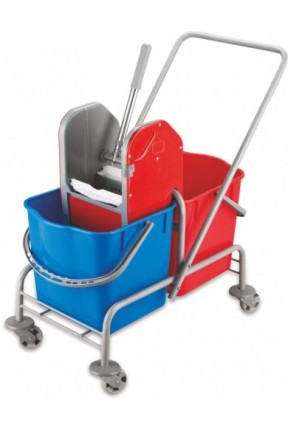 Euro Çift Kovalı Paspas Arabası Metal Taşıyıcılı Plas.Presli