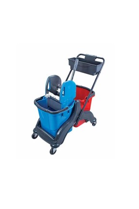 Euro Çift Kovalı Paspas Arabası Plastik Taşıyıcılı Mimoza Presli