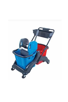 Euro Çift Kovalı Paspas Arabası Plastik Taşıyıcılı Mimoza Presli