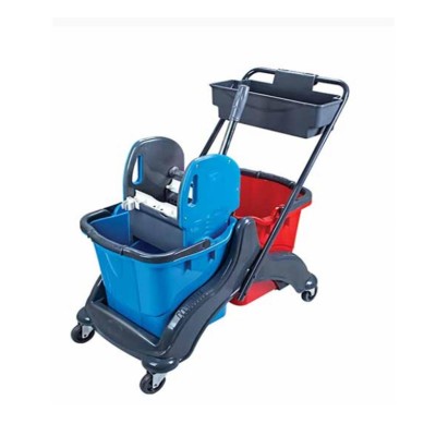 Euro Çift Kovalı Paspas Arabası Plastik Taşıyıcılı Mimoza Presli