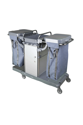 Euro Dinamik Çift Brandalı Dolaplı Kat Arabası Krom Kovasız