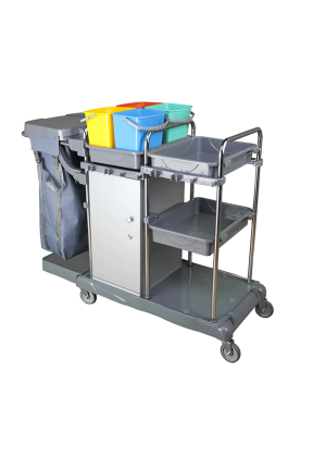 Euro Dinamik Dolaplı Raflı Kat Arabası Krom 