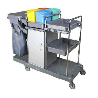 Euro Dinamik Dolaplı Raflı Kat Arabası Krom