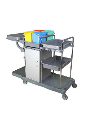 Euro Dinamik Dolaplı Raflı Kat Arabası Krom Brandasız