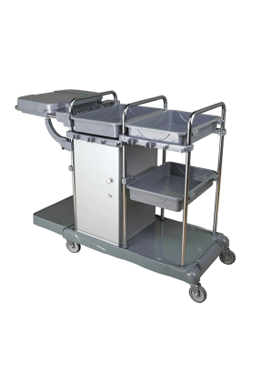 Euro Dinamik Dolaplı Raflı Kat Arabası Krom Brandasız ve Kovasız