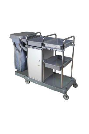 Euro Dinamik Dolaplı Raflı Kat Arabası Krom Kovasız