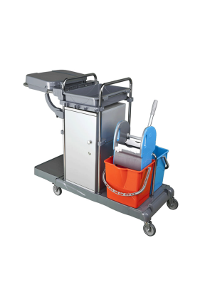 Euro Smart Dolaplı Kat Arabası Brandasız ve Kovasız Krom