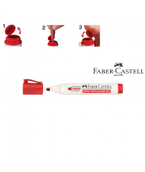 Faber-Castell Beyaz Tahta Kalemi W20 Kırmızı 10'Lu