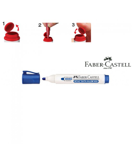 Faber-Castell Beyaz Tahta Kalemi W20 Mavi 10'Lu