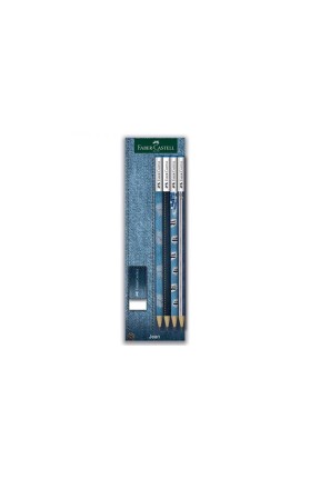 Faber Castell Jean Kurşun Kalem 4 Lü Set+Silgi