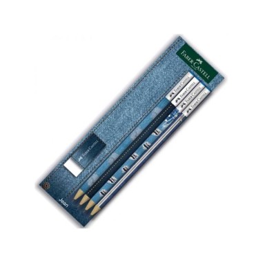 Faber Castell Jean Kurşun Kalem 4 Lü Set+Silgi