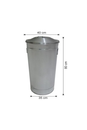 Galvaniz Kapaklı Çöp Kovası 80 Litre