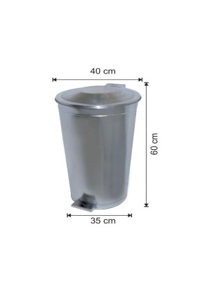 Galvaniz Pedallı Çöp Kovası 60 Litre