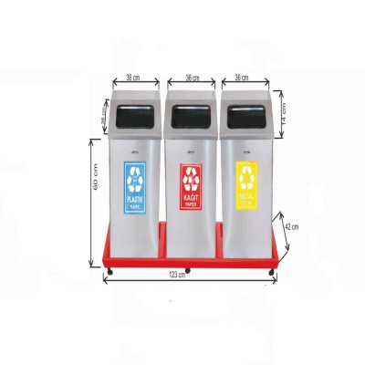 Geri Dönüşüm Kovası 3 Lü Bazalı Pazlanmaz Geri Dönüşüm Kovası 3 Lü Bazalı Pazlanmaz