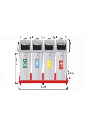 Geri Dönüşüm Kovası 4 Lü Bazalı Pazlanmaz Geri Dönüşüm Kovası 4 Lü Bazalı Pazlanmaz