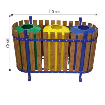 Geri Dönüşüm Kovası Ahşap Dekorlu 3 Bölmeli Geri Dönüşüm Kovası Ahşap Dekorlu 3 Bölmeli