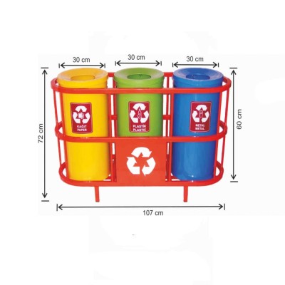 Geri Dönüşüm Kovası Boyalı Kasalı 3 Lü Geri Dönüşüm Kovası Boyalı Kasalı 3 Lü