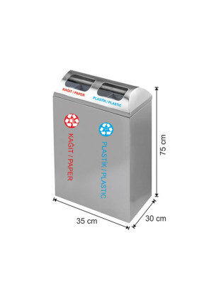Geri Dönüşüm Seti 2 Bölmeli Paslanmaz
