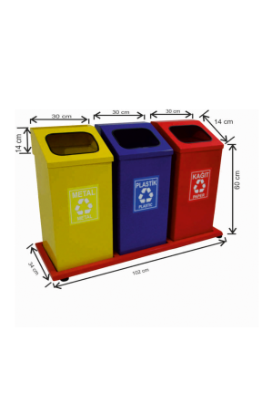 Geri Dönüşüm Seti 3 Lü 54 Litre Boyalı 