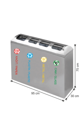 Geri Dönüşüm Seti 4 Bölmeli Paslanmaz