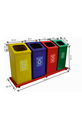 Geri Dönüşüm Seti 4 Lü 54 Litre Boyalı 