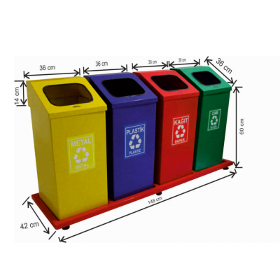 Geri Dönüşüm Seti 4 Lü 54 Litre Boyalı Geri Dönüşüm Seti 4 Lü 54 Litre Boyalı