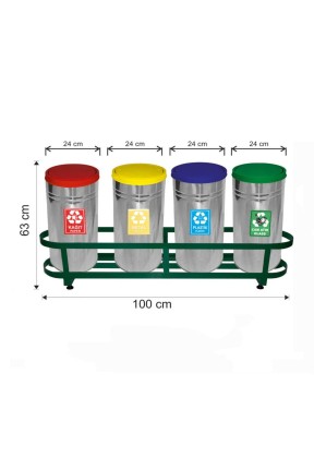Geri Dönüşüm Seti 4 Lü Döner Kapaklı