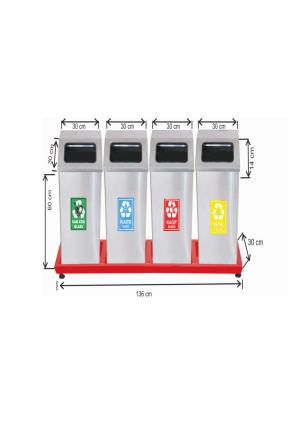 Geri Dönüşüm Seti 4 Lü Paslanmaz 54 Litre