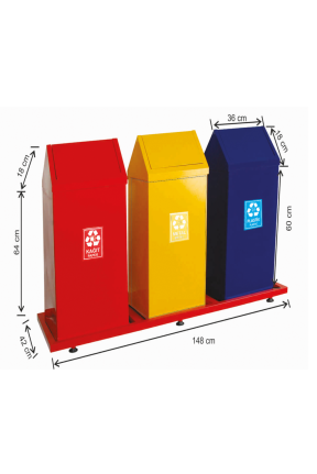 Geri Dönüşüm Seti Çatı Kapaklı 3 Lü 79 Litre