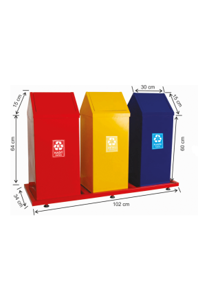 Geri Dönüşüm Seti Çatı Kapaklı 3 Lü 