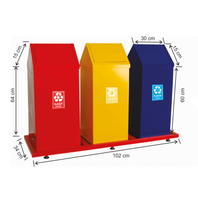 Geri Dönüşüm Seti Çatı Kapaklı 3 Lü Geri Dönüşüm Seti Çatı Kapaklı 3 Lü