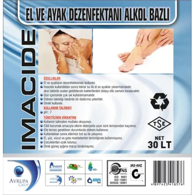 IMACIDE El ve Ayak  Dezenfektanı Alkol Bazlı 30 Litre