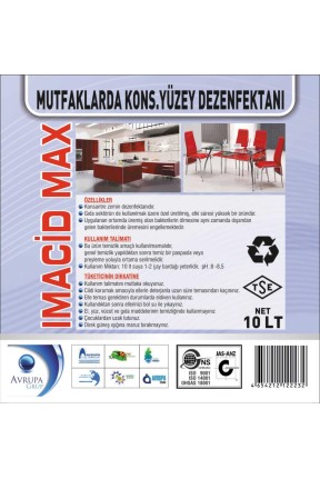 IMACIDE MAX.Mutfaklarda Kons.Yüzey Dezenfektanı 10 Litre