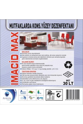 IMACIDE MAX.Mutfaklarda Kons.Yüzey Dezenfektanı 30 Litre