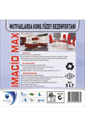 IMACIDE MAX.Mutfaklarda Kons.Yüzey Dezenfektanı 5 Litre