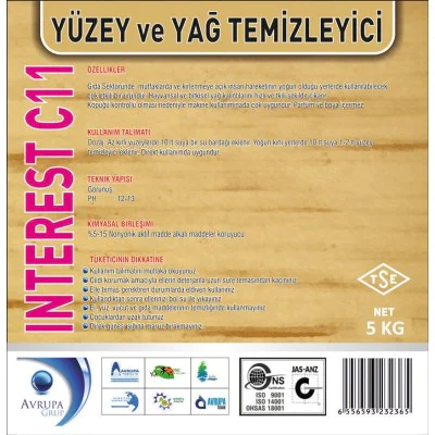 INTEREST C11 Yağ Çözücü Madde 5 Kg INTEREST C11 Yağ Çözücü Madde 5 Kg
