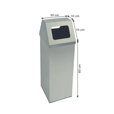 Kare Kapaklı Çöp Kovası 54 Litre Paslanmaz