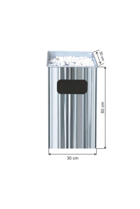 Kare Küllüklü Çöp Kovası Paslanmaz 54 Litre