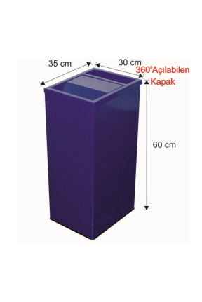 Küllüklü Çatı Kapaklı Çöp Kovası Boyalı 63 Litre